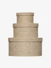 Set 3 Boîtes rondes carton tissée beige
