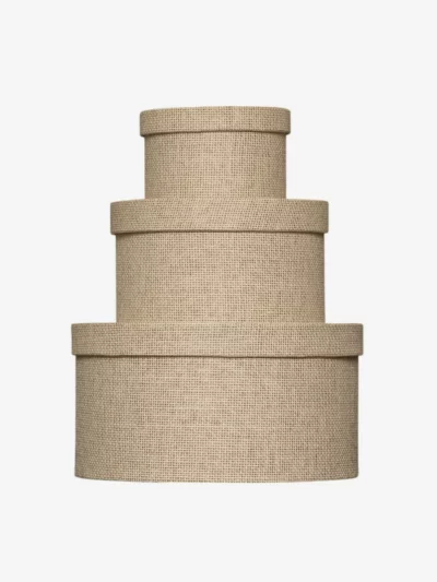 Set 3 Boîtes rondes carton tissée beige