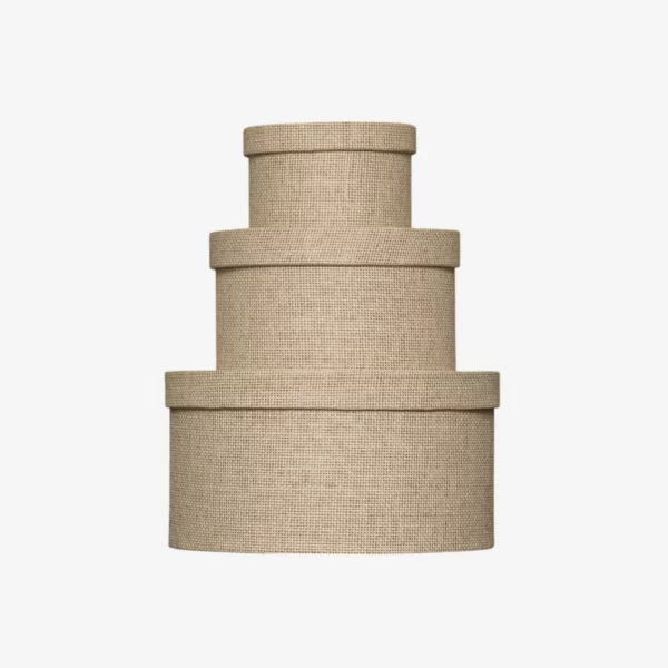 Set 3 Boîtes rondes carton tissée beige