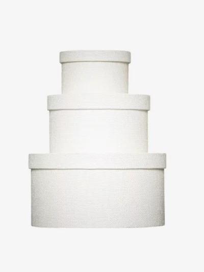 Set 3 Boîtes rondes carton tissée blanc