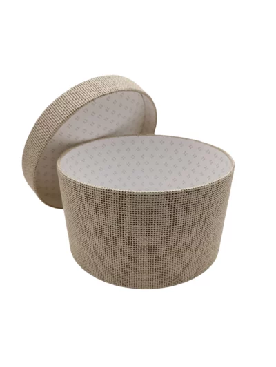 Set 3 Boîtes rondes carton tissée beige