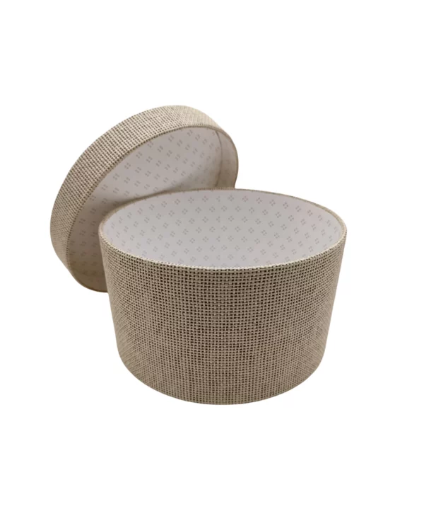 Set 3 Boîtes rondes carton tissée beige – Image 2