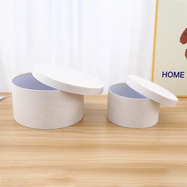 Boite à chapeau texture blanc et dorée brillant  D15*H9 cm – Image 5