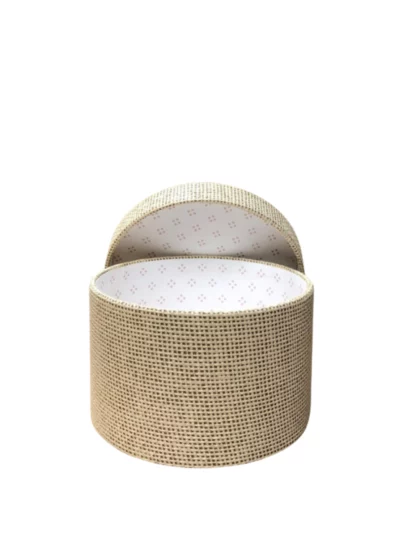 Boite à chapeau tissée beige  D15*H9 cm
