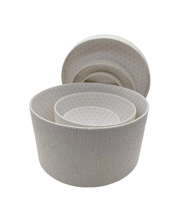 Set 3 Boîtes rondes carton tissée blanc – Image 2