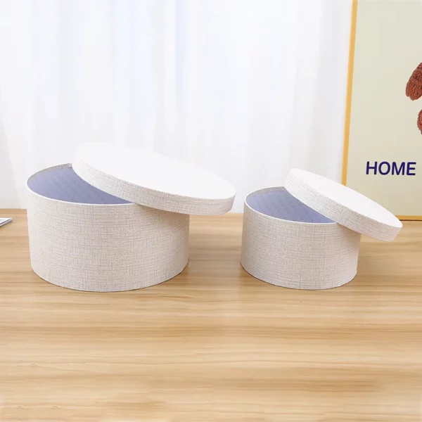 Set 3 Boîtes rondes carton blanc et dorée brillant – Image 5