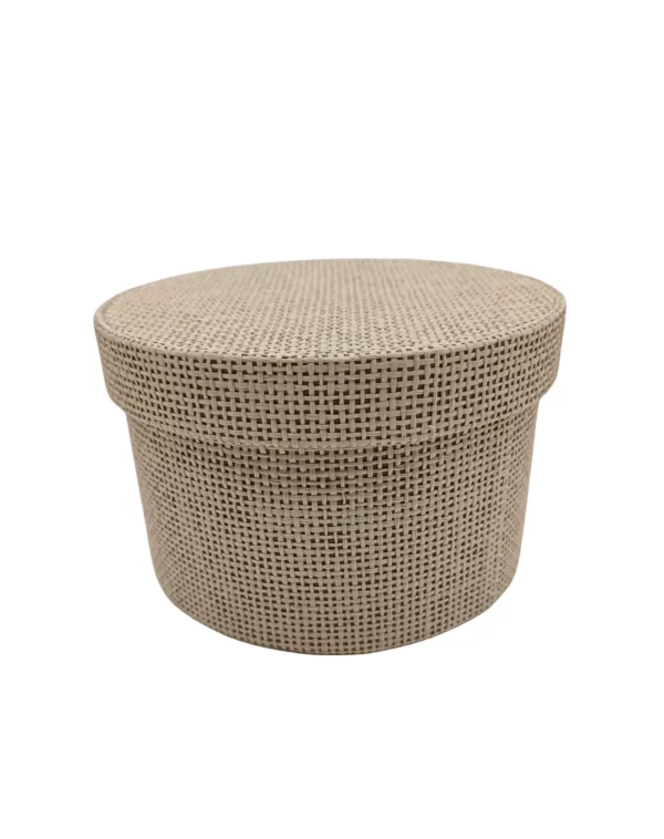 Set 3 Boîtes rondes carton tissée beige – Image 4