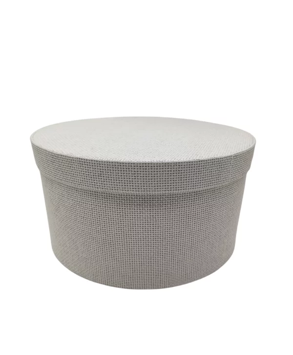 Set 3 Boîtes rondes carton tissée blanc – Image 4