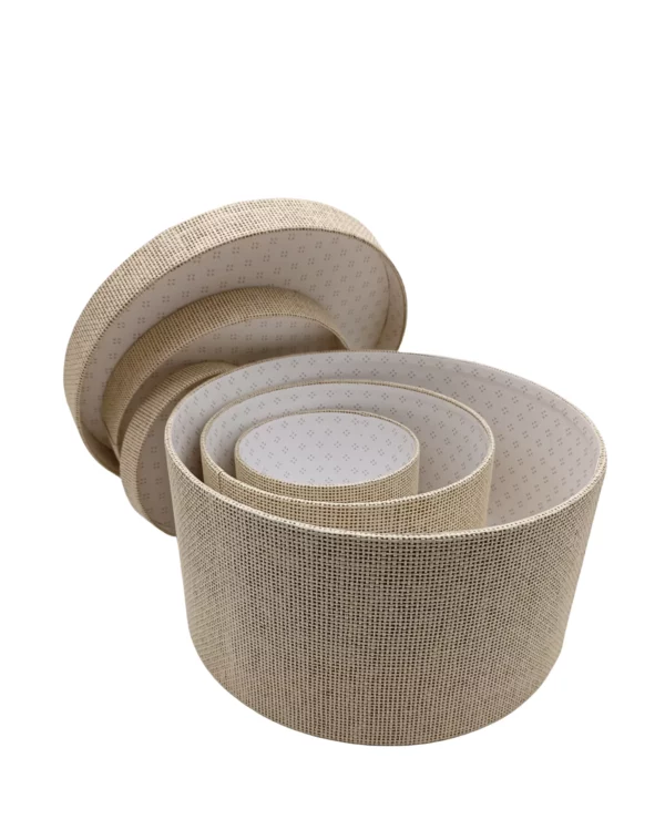 Set 3 Boîtes rondes carton tissée beige – Image 5